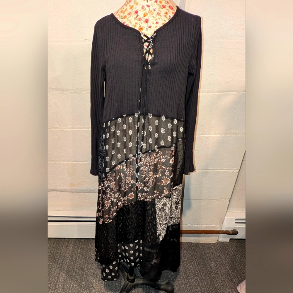 Maeve Black Floral Patchwork Dress